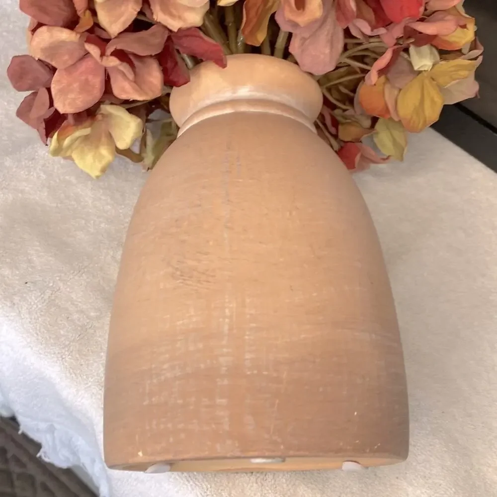 Pretty , vintage floral vase with faux flowers, and ceramic style vase